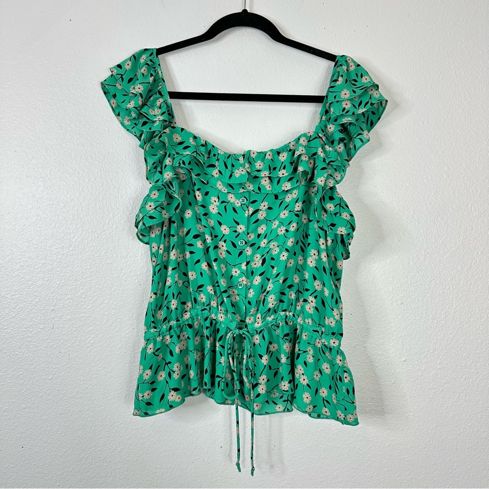 Cabi Festival tank floral peplum chiffon blouse business casual spring summer
